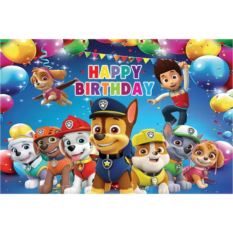 Paw Patrol Kids Birthday Party Backdrop Anime Figure Patrol Canine Background Baby Shower Wall Hanging Photography Decoration