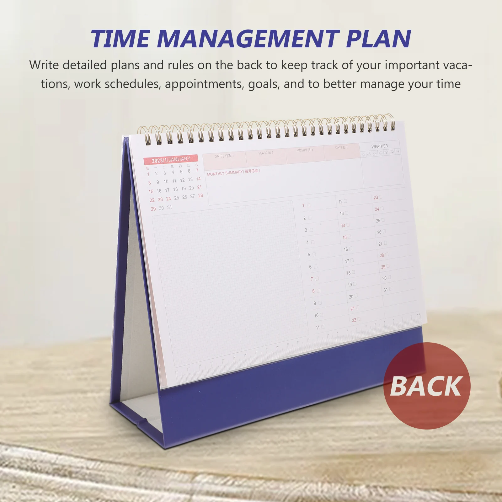 

Desk Calendar Paper Iron Material Coil Binding Monthly Planner Note Calendar Office St Tabletop Practical