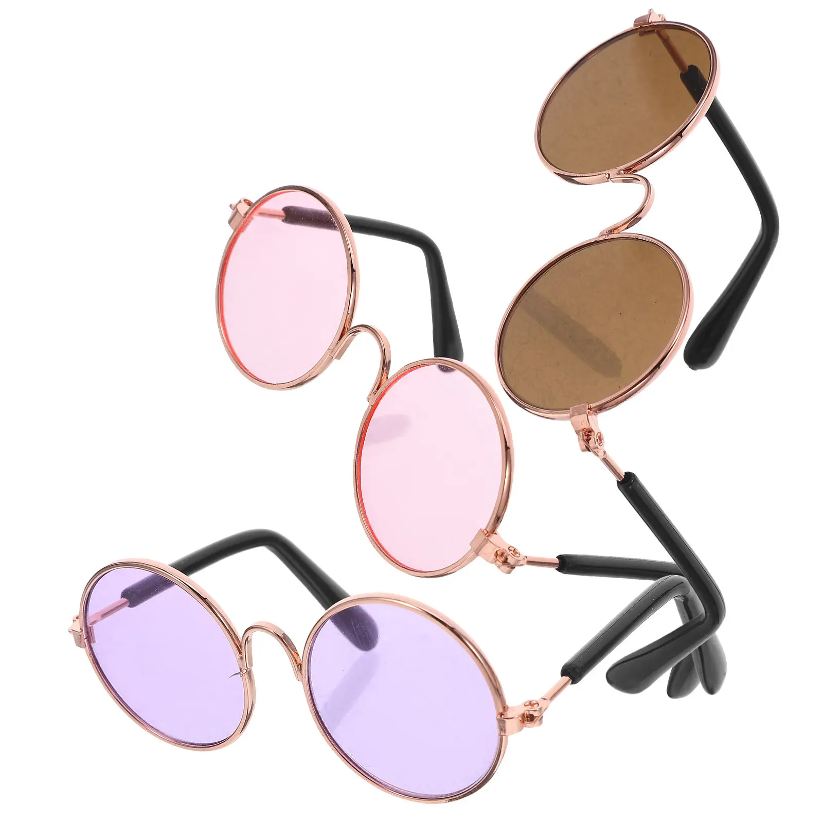 3Pcs Sturdy Miniature Eyeglasses for Dollhouse Furniture Accessories DIY Mini Craft Glasses Lightweight Foldable Dollhouse