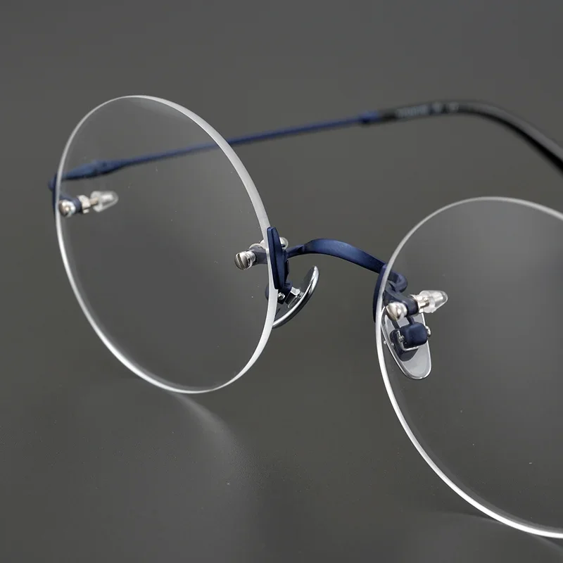 

2022 Retro Round Rimless Eyeglasses Ultra-light Pure Titanium Glasses Frame Men Women Small Myopia Prescription Reading Eyewear