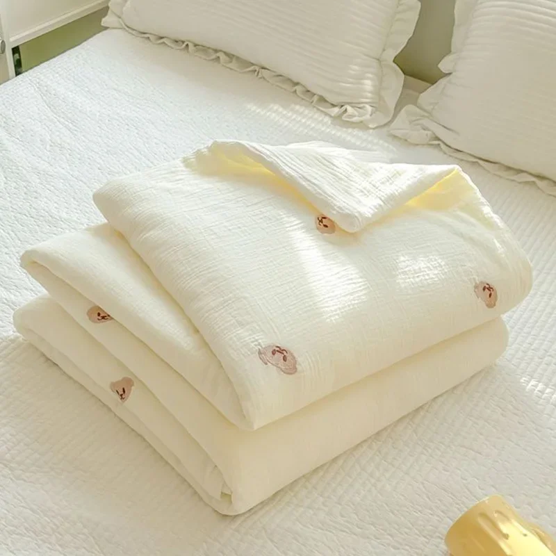 

Super Soft Double Layer Yarn Summer Blanket Skin-friendly Breathable Lightweight Quilt for Children Adult Comforter Summer Duvet