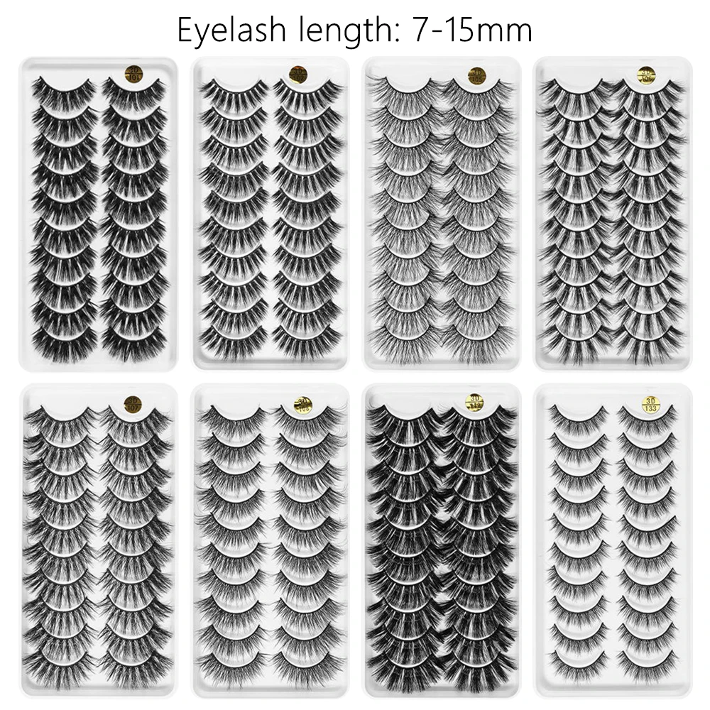 10 pares de pestañas postizas de pelo de visón suave 3D, pestañas postizas entrecruzadas gruesas y largas, efecto multicapa, pestañas largas suaves y gruesas