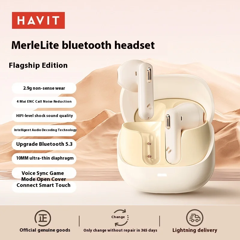 Havit Merle Lite Wireless Earphones With 4 Mics Noise Reduction Long Battery Life Latency Stereo Custom Tws Gaming Earphones