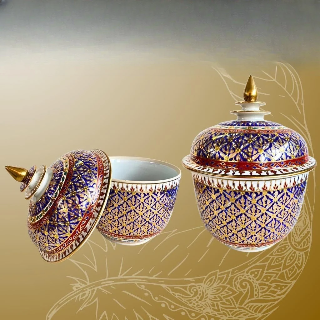 Hand-painted ceramic enamel color with lid storage tank desktop storage decorative ornament