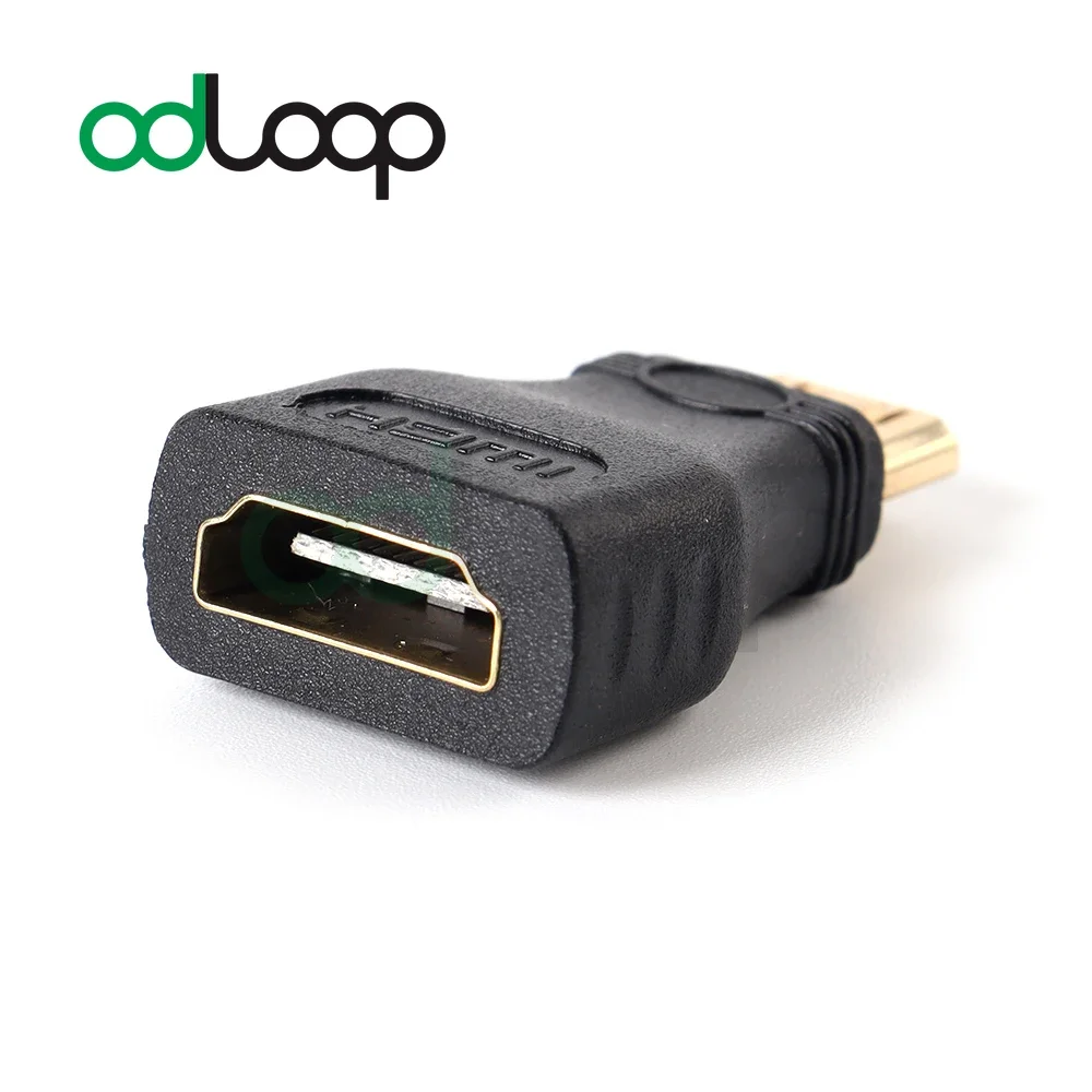 ODLOOP HDMI Mini Adapter Gold Plated Mini HDMI Male to Standard HDMI Female Adapter 4K Compatible for Camera, DSLR, Tablet