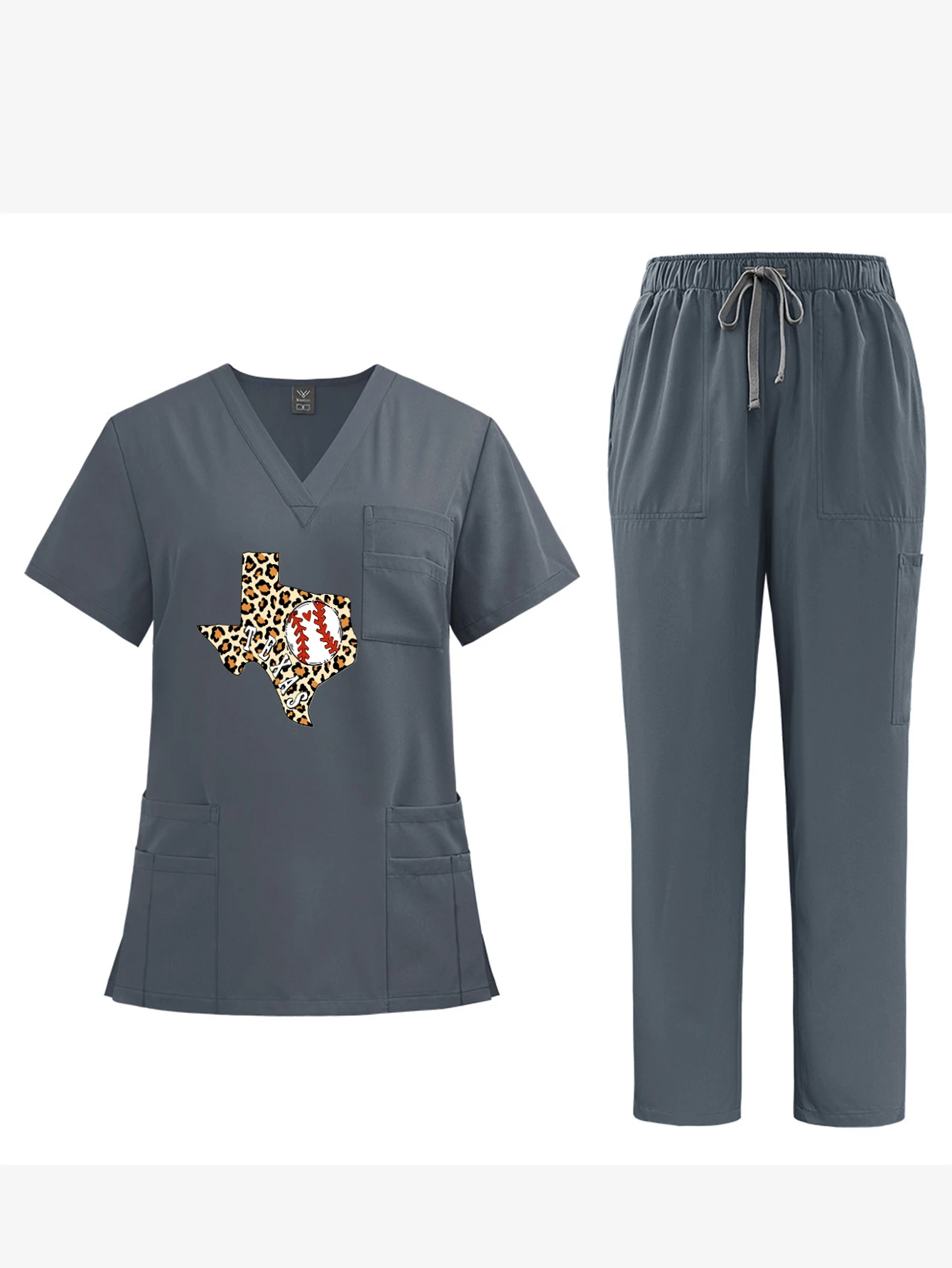 ユニセックス V ネック半袖オーバーオールセット病院看護師スクラブワークショップウェイター手術ガウン作業服