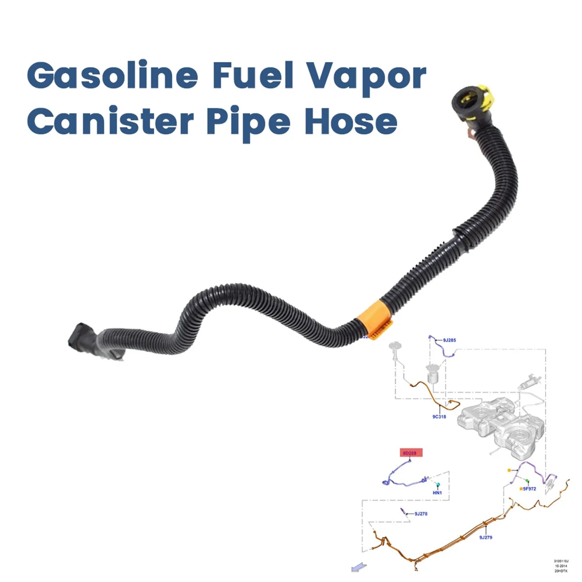 Car Fuel Vapor Canister Pipe Hose F2G3-9D289-BA for Ford Edge 2.0l 2015-2021 Gasoline Vapor Canister Hose F2G39D289BA