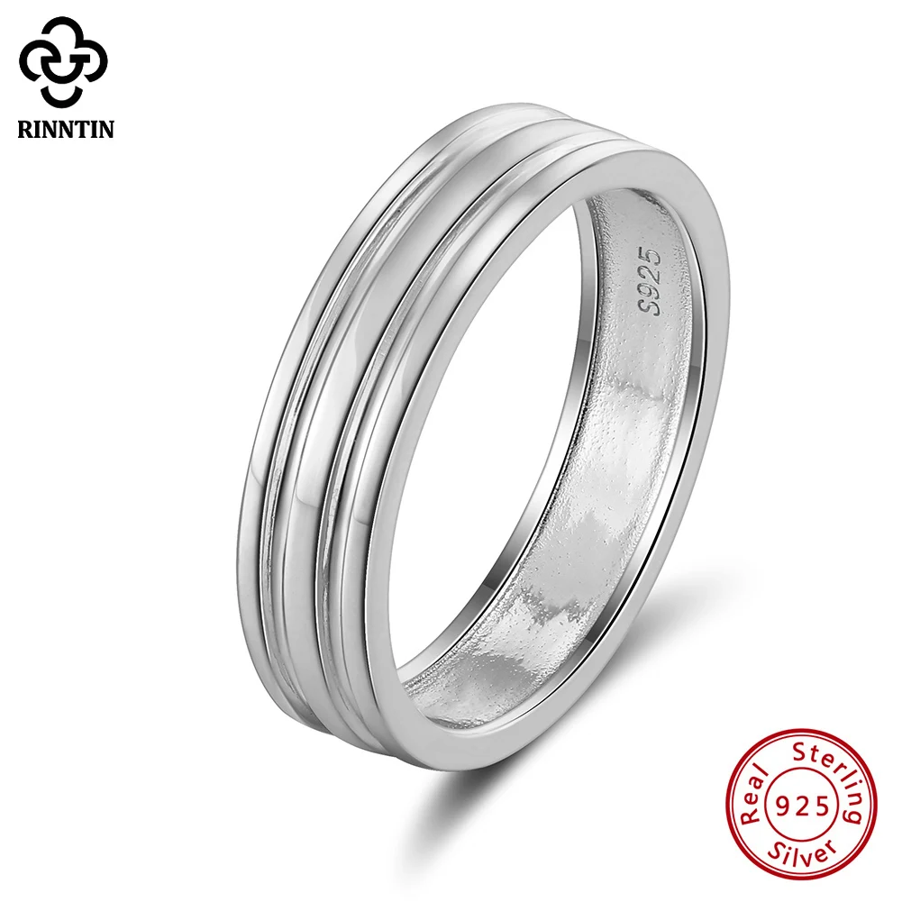 

Rinntin 925 Sterling Silver Classical Simple Engagement Statement Band Rings for Men Jewelry Comfort Fit Size 10-13 NMR08