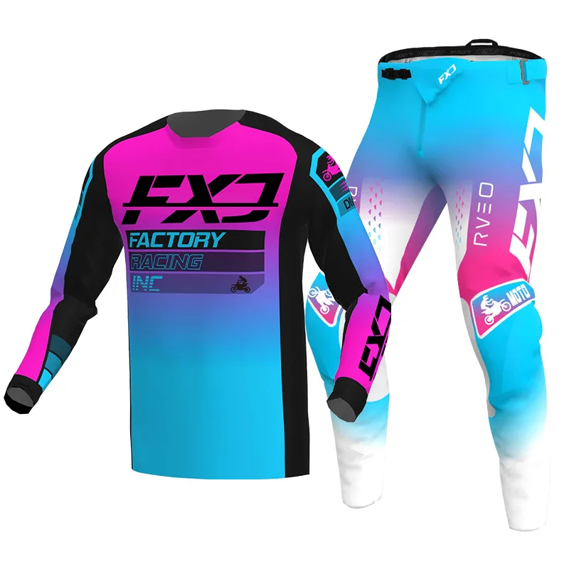 Motocross Jersey Pant Kits racing suit Mens Women Off-road MX BMX MTB Motorcycle Enduro Combo Pink green Black Red white