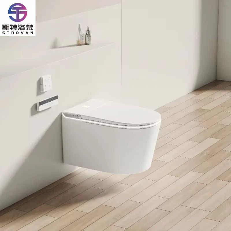 

ZXHK Smart Toilet Remote Control Seat Heating Sanitary Ware Intelligent WC Ceramic Bathroom Hanging Wall with P-Trap