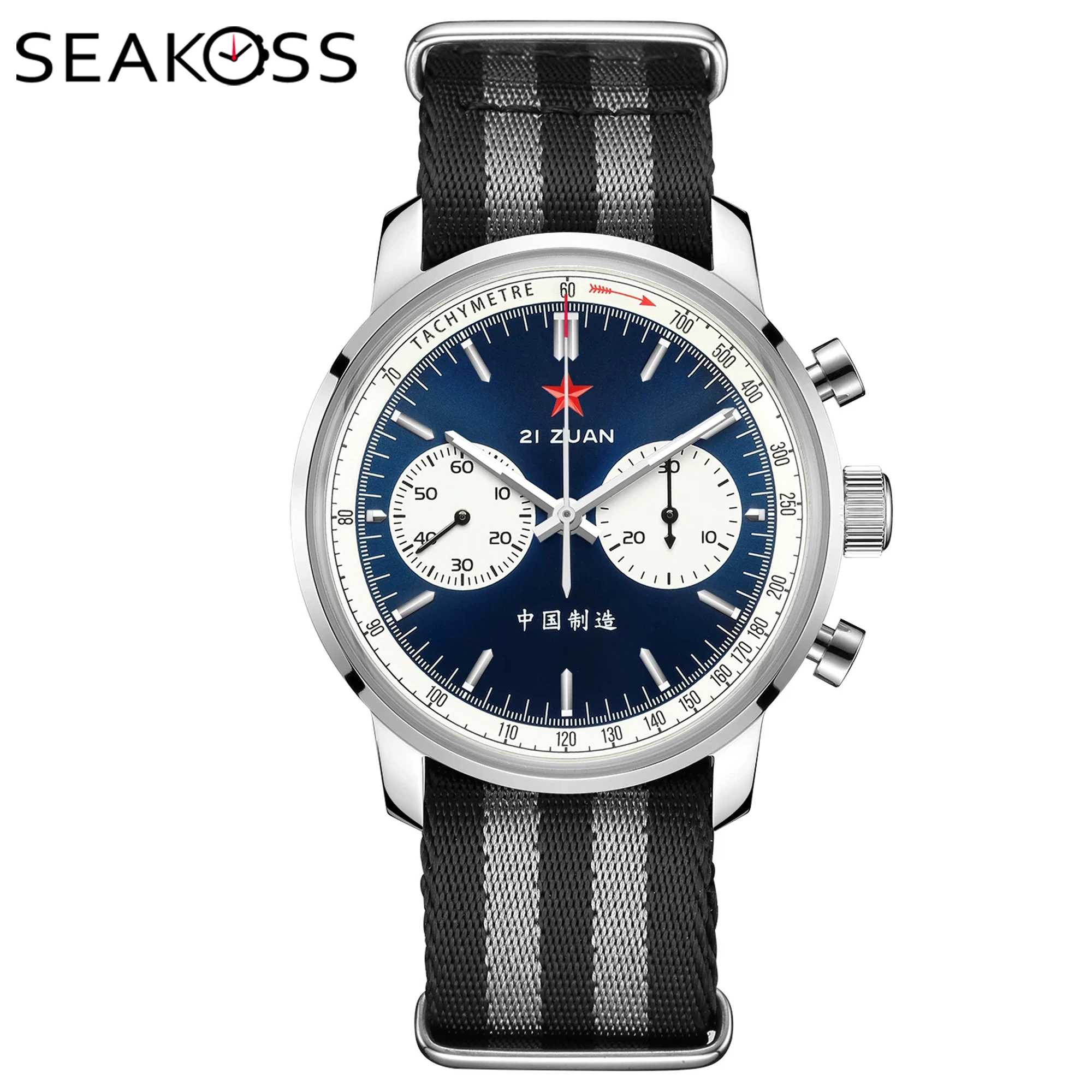 SEAKOSS 1963 Chronograph Mechanical Original st1901 Movement Gooseneck 42mm For Men Sapphire Luminous Men Pilot Waterproof Watch