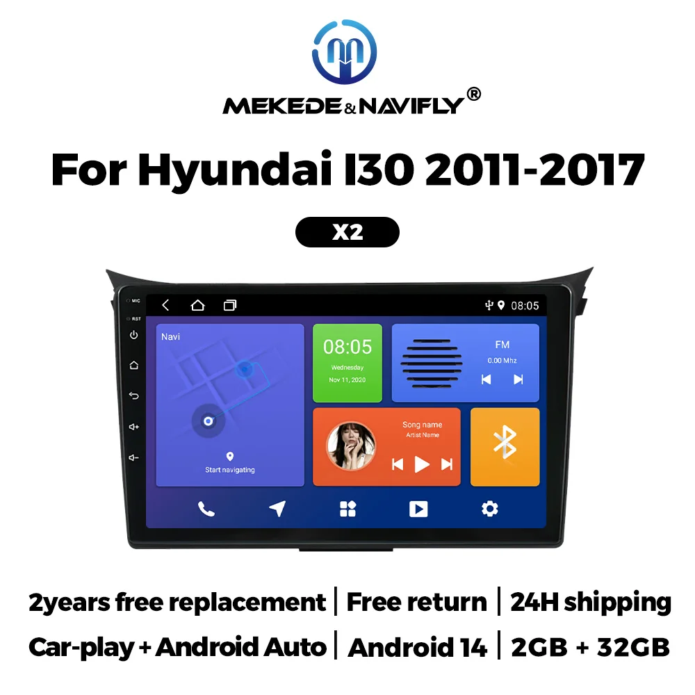 

Интеллектуальная система NAVIFLY Android, автомобильное FM-радио для Hyundai Grand I30 2011-2017, мультимедийный плеер, беспроводной Carplay, авто-GPS, BT