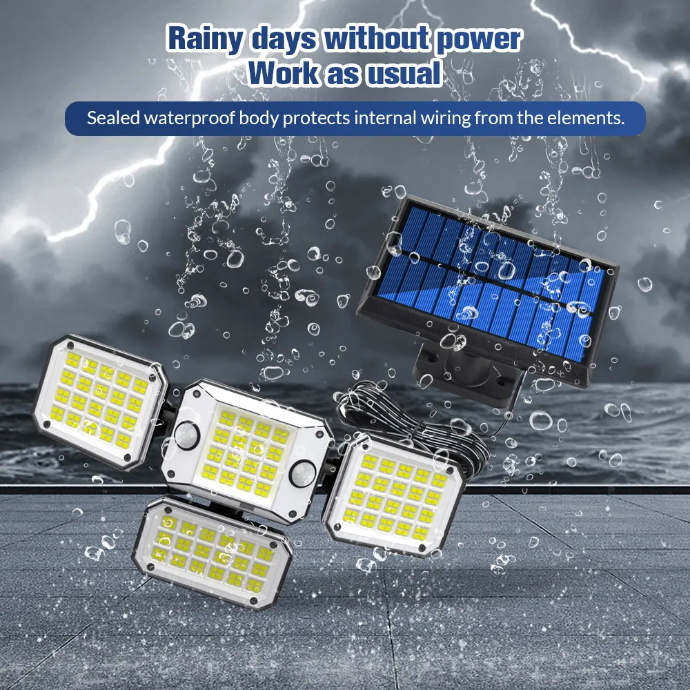 أضواء الجدار LED القوية في الهواء الطلق مصباح للطاقة الشمسية فناء الجدار مصباح جسم الإنسان التعريفي حديقة شرفة باب المرآب إضاءة الشوارع