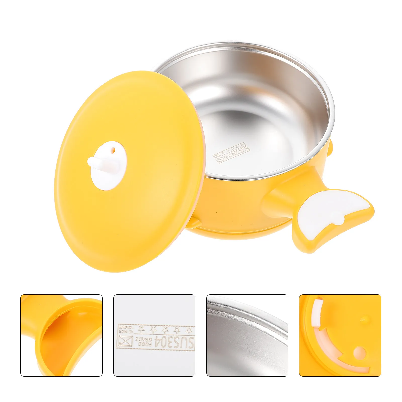 

Stainless Steel Insulation Bowl Baby Feeding Cute Design Temperature Control Hot Cold Saving Round Edges