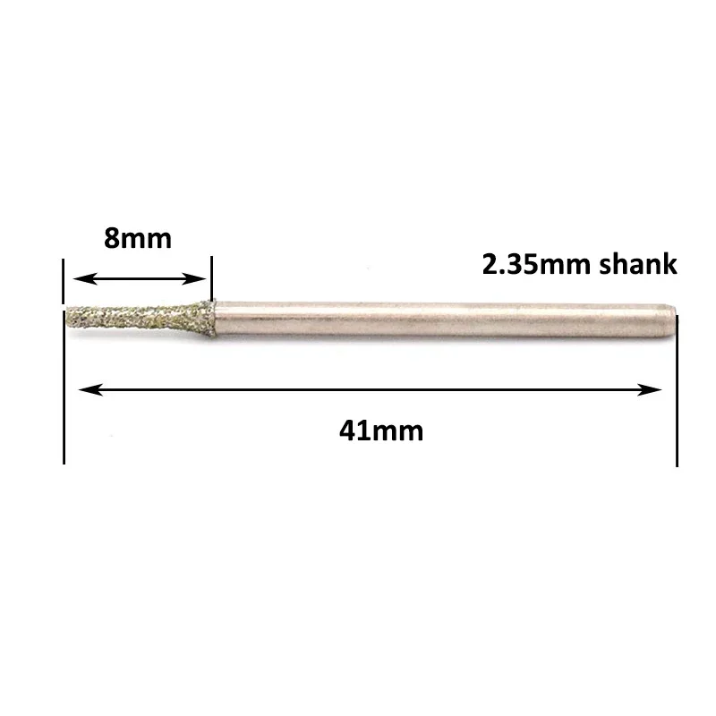 10 pezzi all'ingrosso 0.4-3mm punta da trapano con punta diamantata 2.35mm gambo per gioielli in piastrelle punta da trapano in vetro s un ago