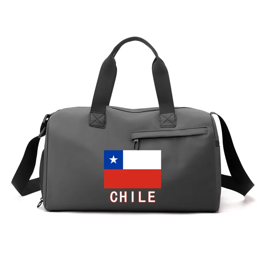 Fitness Bag Shoulder Messenger Bag Chile Flag Printed Wet Dry Separation Men Fitness Sports Bag Women Hand-held Gym Bags
