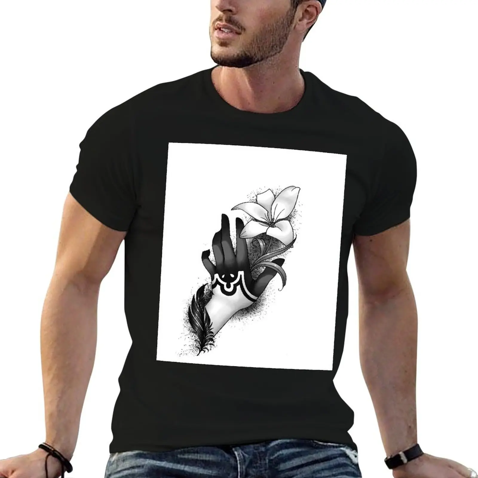 

2B's arm and a Lunar Tear T-Shirt man t shirts graphic man t shirt graphic man t shirt summer T-shirt
