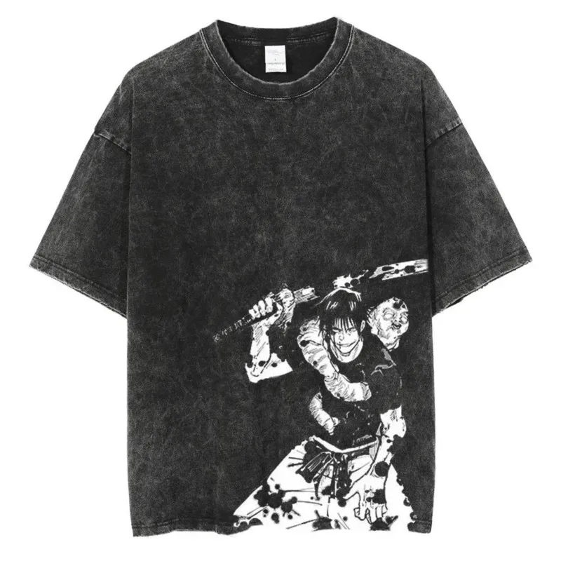 Fushiguro Toji Printed T Shirt Anime Jujutsu Kaisen Tshirt Men Women Casual Loose T-shirts Washed Cotton Tee Harajuku Male Tops