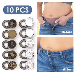 1/ 5/ 10pcs Button Extender for Pants Jeans Free Sewing Adjustable Retractable Waist Extenders Metal Buttons Waistband Expander