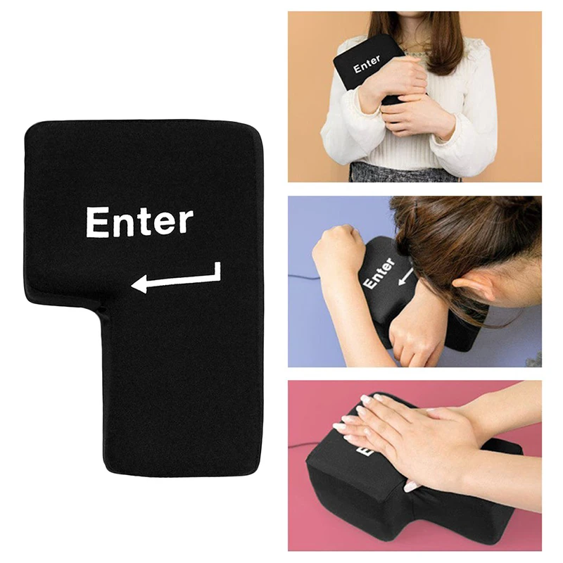 Big USB Enter Key Vent Pillow Soft Computer Button Return Key For OfficesDecompression Pillow Stress Relief Toy Enter Button