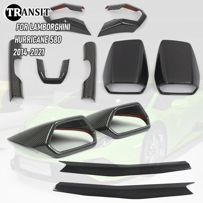 

Real Dry carbon fiber For Lamborghini hurricane 580 accessories 2014-2021 Center air vents steering wheel decorative stickers