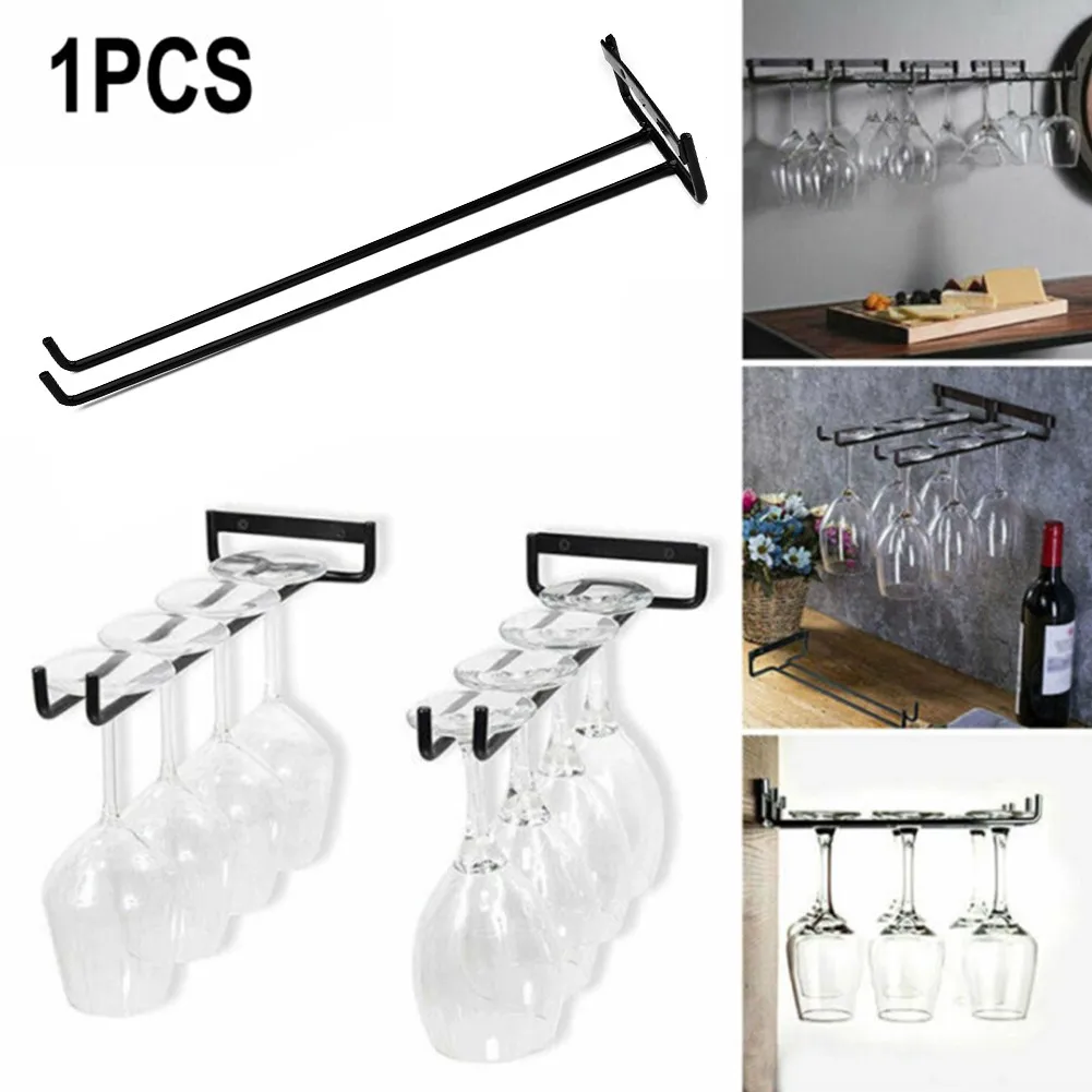 

1/2 Set Wine Glass Hanging Rack Storage Counter Cup Holder Goblet Shelf Wall Mounted For Bar Home Decoration Accessories