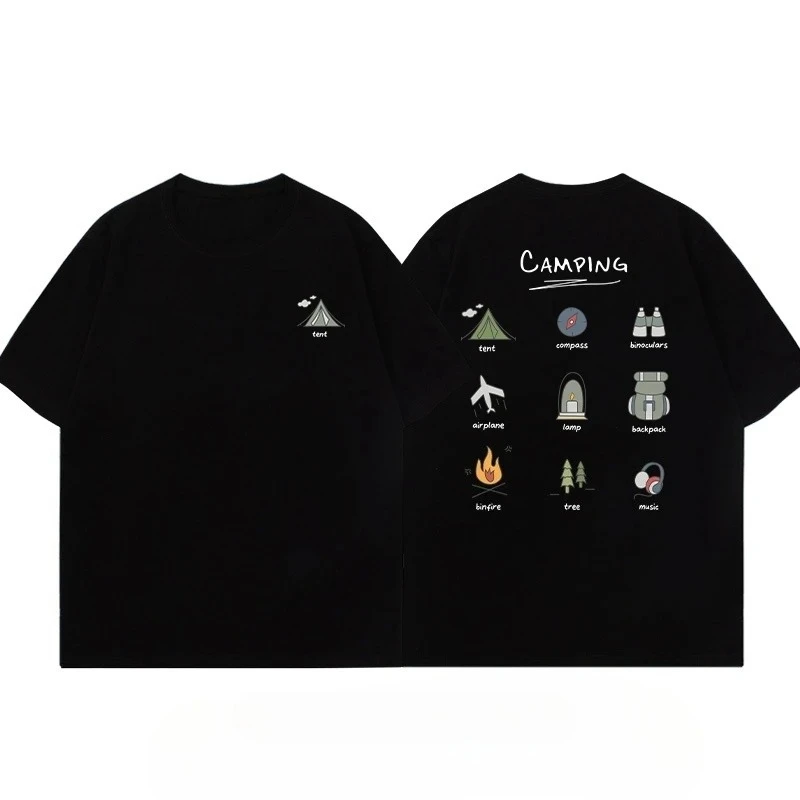 

Men's Fashion Trendy Brand American Retro Printing T-shirt Men's Short-sleeved Loose Casual Couple High-quality Pure Cotton Top