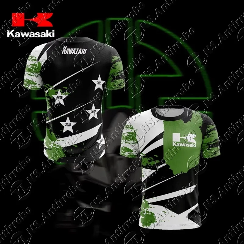 

Мужской летний мотоциклетный костюм Kawasaki с 3D принтом, мужской персонализированный костюм для соревнований с локомотивом, детский топ унисекс для уличных видов спорта