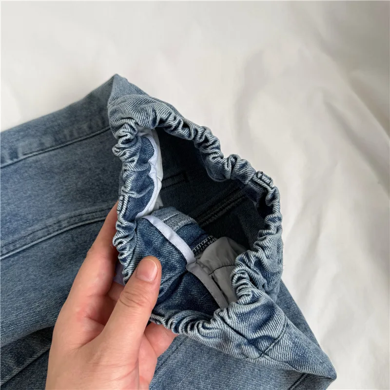 2026 Autumn New Children Loose Denim Trousers Solid Girls Fashion Jeans Boys Splicing Straight Leg Casual Pants Kids Clothes