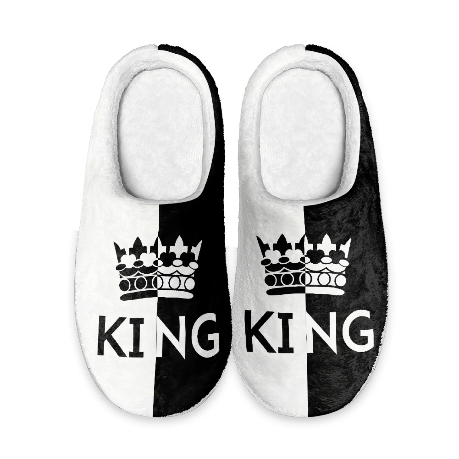 PENSTROLL King Crown Pattern Full Toe Plush Slippers Cozy Shoes For Teachers At Home House Shoes That Don't Rub Top Of Foot