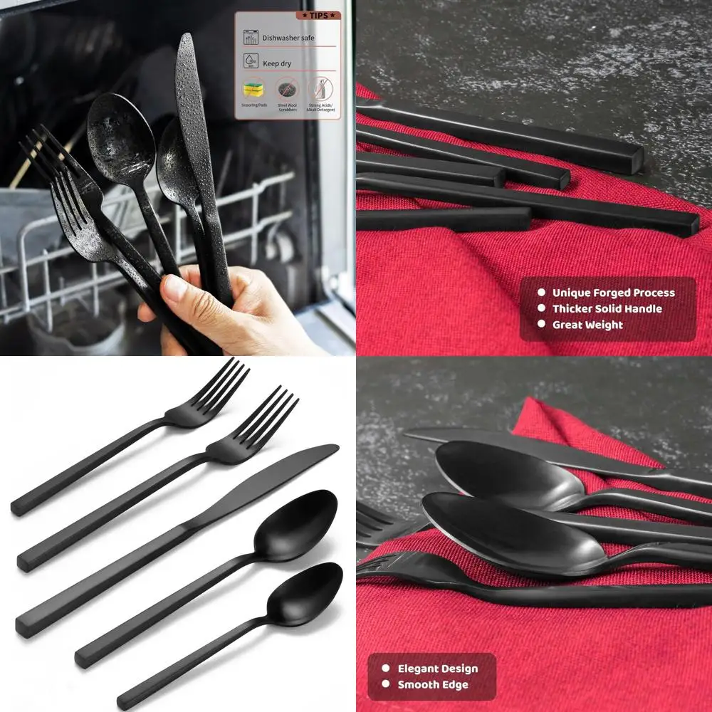 

Набор столового серебра из 20 предметов из кованой нержавеющей стали, матовая атласная отделка, можно мыть в посудомоечной машине, сервиз для 4 человек