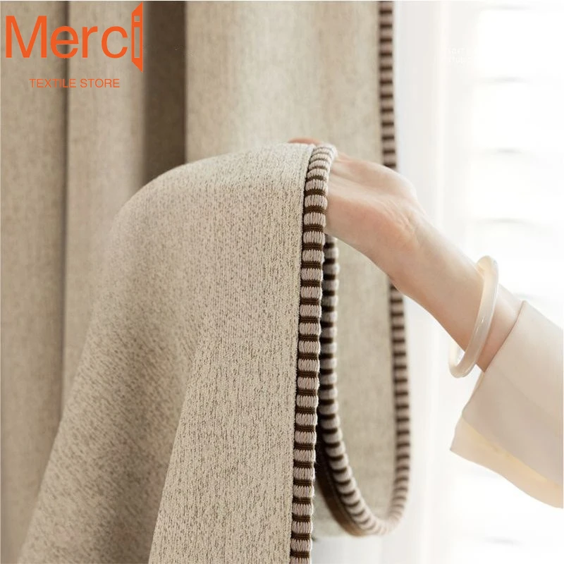 French Cotton and Linen Curtains for Living Room Bedroom Cloth 2025 New Chenille Cream Retro Blackout Curtains Custom Size