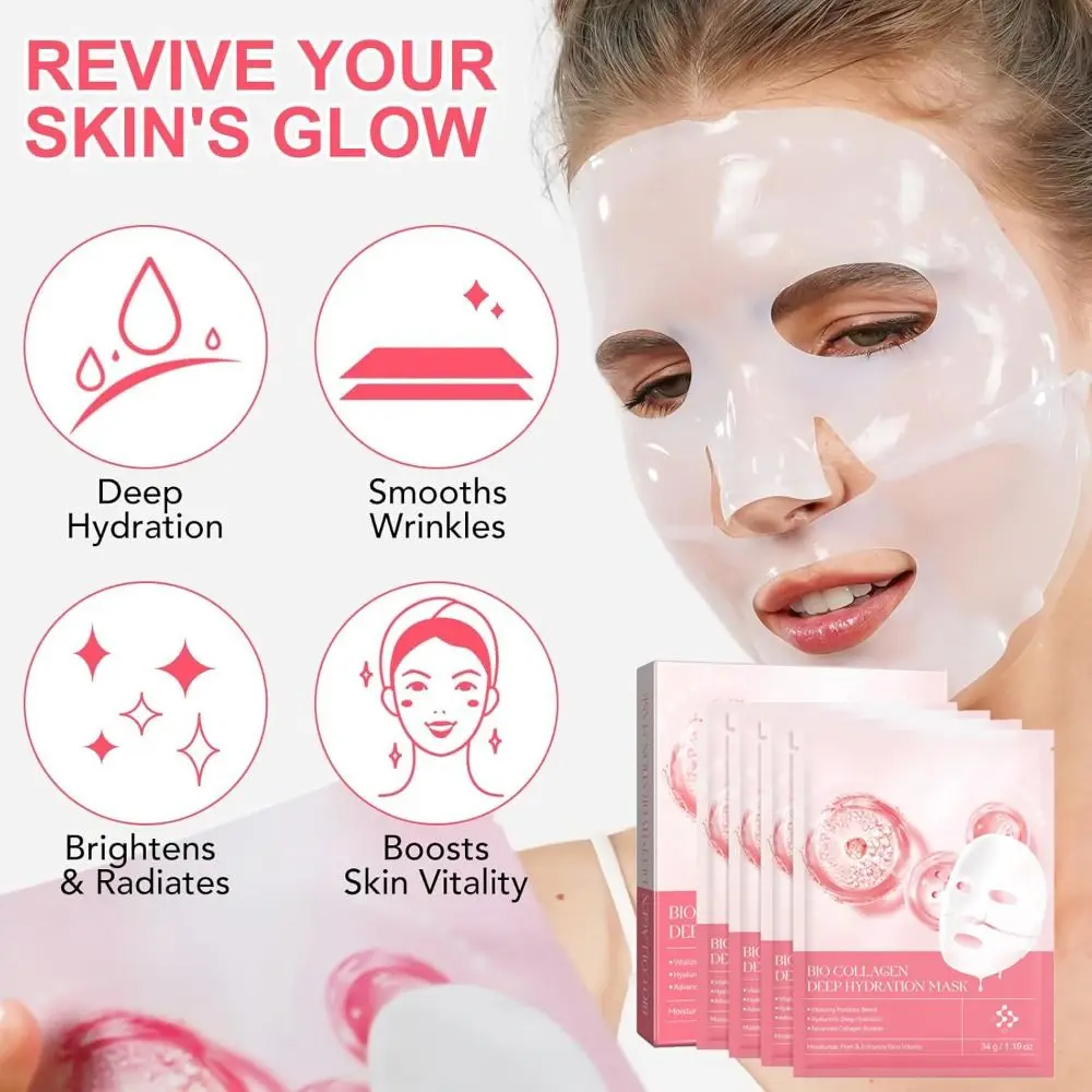 4PCS Bio Collagen Bio Collagen Face Mask Deep Hydration Moisturize Firm Deep Hydration Mask Enhance Skin Vitality Overnight