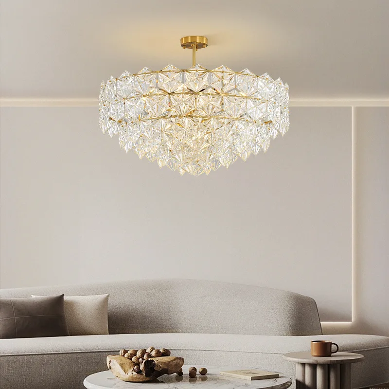 

Nordic simple hotel restaurant crystal chandelier Internet celebrity atmosphere bedroom living room wrought iron LED chandelier