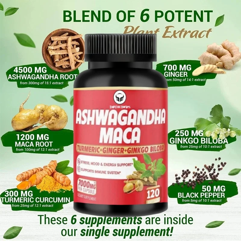 Top Factories Ashwagandha And Maca Supplements - Support Stress, Maca, South African Drunken Eggplant, Vegetarianism, Non Gmo