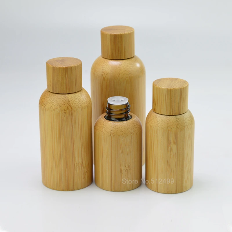 

30ml Refillable Empty Bamboo Conmestic Bottle Makeup Package Glass Dropper Bottle Essential Oil Perfume Storage Container