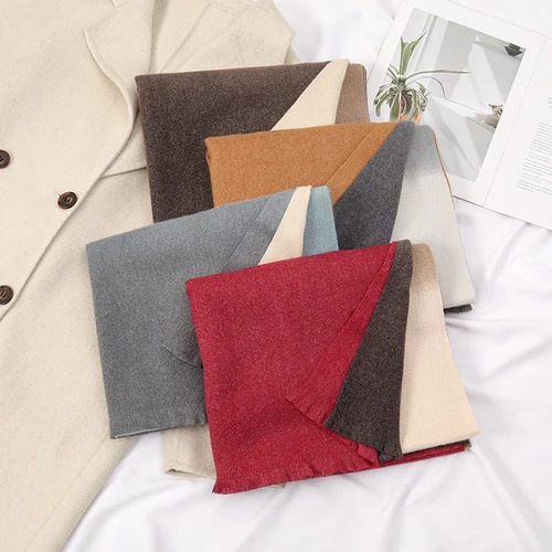 Imagen 2 del producto Bufanda de Cachemira degradada para mujer, chal ombré con borlas, manta cálida para invierno, bufandas gruesas de Pashmina, bufanda para el cuello, novedad de 2024