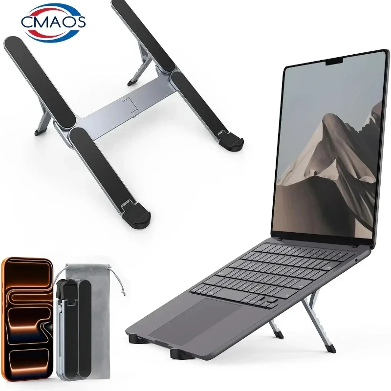 Portable Laptop Stand Foldable Riser for Desk 6 Level Adjustable Ergonomic Holder Aluminum Alloy Compatible 10 to 17inch Laptops