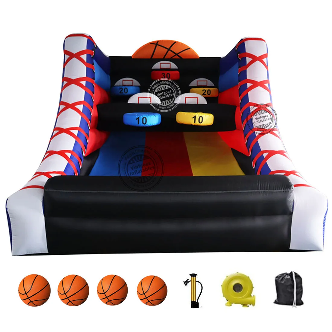 

Inflatable Basketball Hoop Shot Inflatable Party Basketball Game | 10' L x 13' W x 10' H | with 5 Hoops, 4 Balls, Air Blower