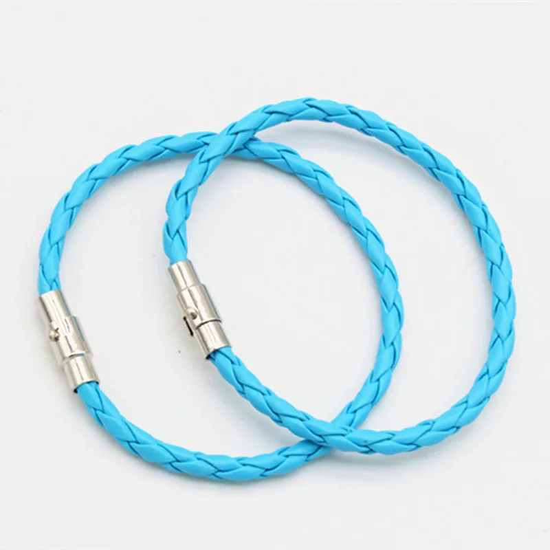1Pc Women PU Braided Leather Bracelet Cord with Magnetic Clasp 6mm 20cm Mixed Colors DIY Men Jewelry Bracelets