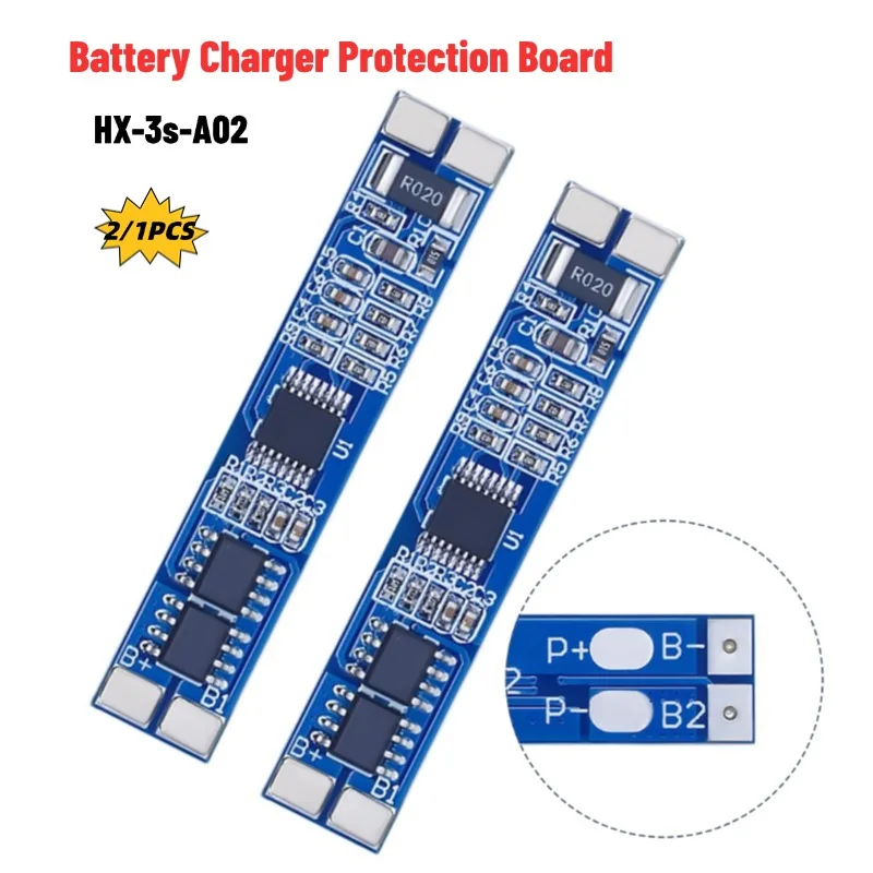 

2/1PCS 3S 12V 8A Lithium Battery Charger Protection Board 11.1V 10A HX-3s-A02 3-String Li-Ion Battery Charger Protection Boards