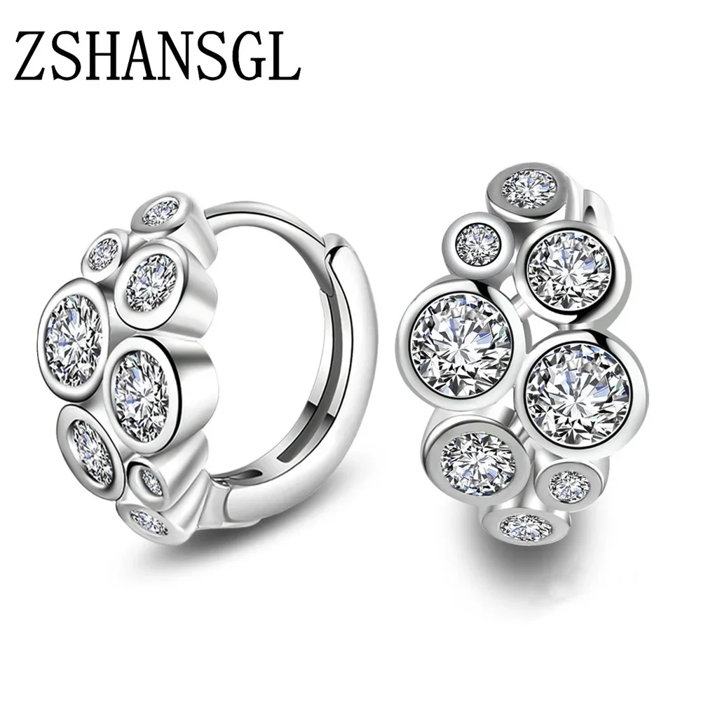 Mode Persönlichkeit Kreis Herz 925 Sterling Silber Ohrringe Schmuck Schwarz Zirkonia Kristall Steine Stud Ohrringe Weibliche