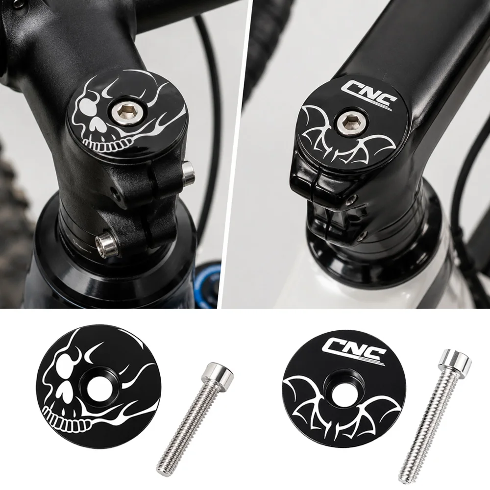 CNC 1-1/8 Zoll Fahrrad-Steuersatz-Deckel mit M6-Schraube, Aluminiumlegierung Gabelschaftkappe für MTB und Rennräder