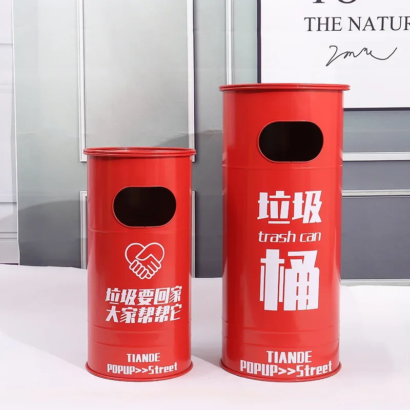 American retro trash can iron art creative large outdoor industrial wind restaurant garbage sorting gasoline drum