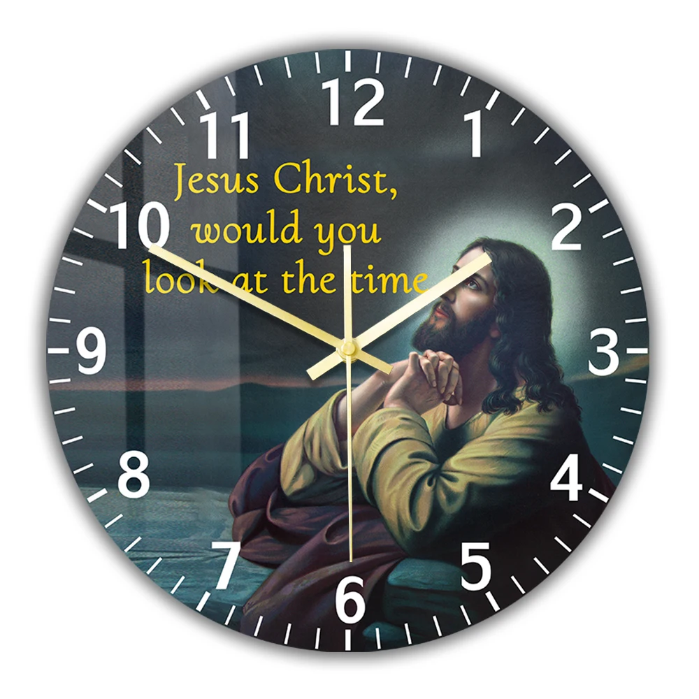 Jesus Would You Look at The Time Wall Clock Bible Verse Scripture Prayer Silent Quartz Clock for Church Christian Religious Gift