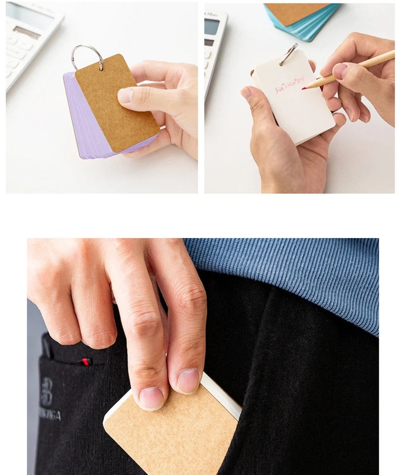 Portable Notebook Loose Leaf Notepad Ring Sticky Note Blank Flashcards Students Kawaii Stationery Diary Card Mini Spiral Notepad