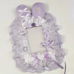 Kpop Card Sleeve Purple Lace 3'' Card Protector Holder Photographic Protector Kawaii Star Postcard Holder Postcards Display