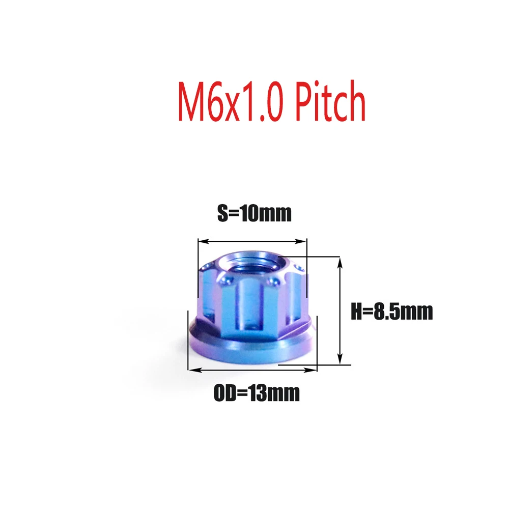 FLAWLESSTI M5 M6 M8 M10 M12 M14 Gr5 Titanium Nut Brake Clutch Lever Sprocket Front Rear Alxe Nut For S1000RR Tmax 560