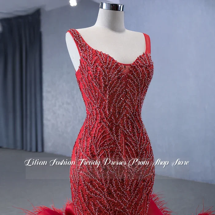 مخصص الأحمر بلا أكمام ثوب مسائي رائع مطرز التطريز حورية البحر تنورة مناسبة رسمية فستان الخطوبة فستان مشد #3