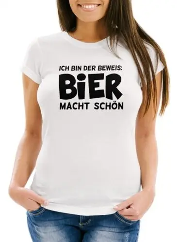 

Damen T-Shirt Ich bin der Beweis Bier macht schön Slim Fit Moonworks®